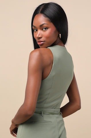 Gracinda Sage Button-Front Vest Top